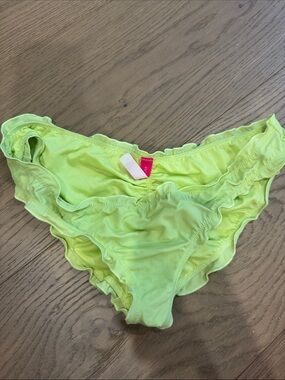Victoria's Secret Neon Lime Bikini Bottoms with Ruffle Trim